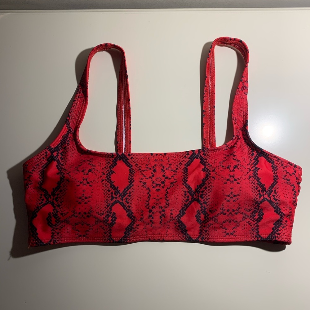 Shein Red Snake Skin Bikini Top